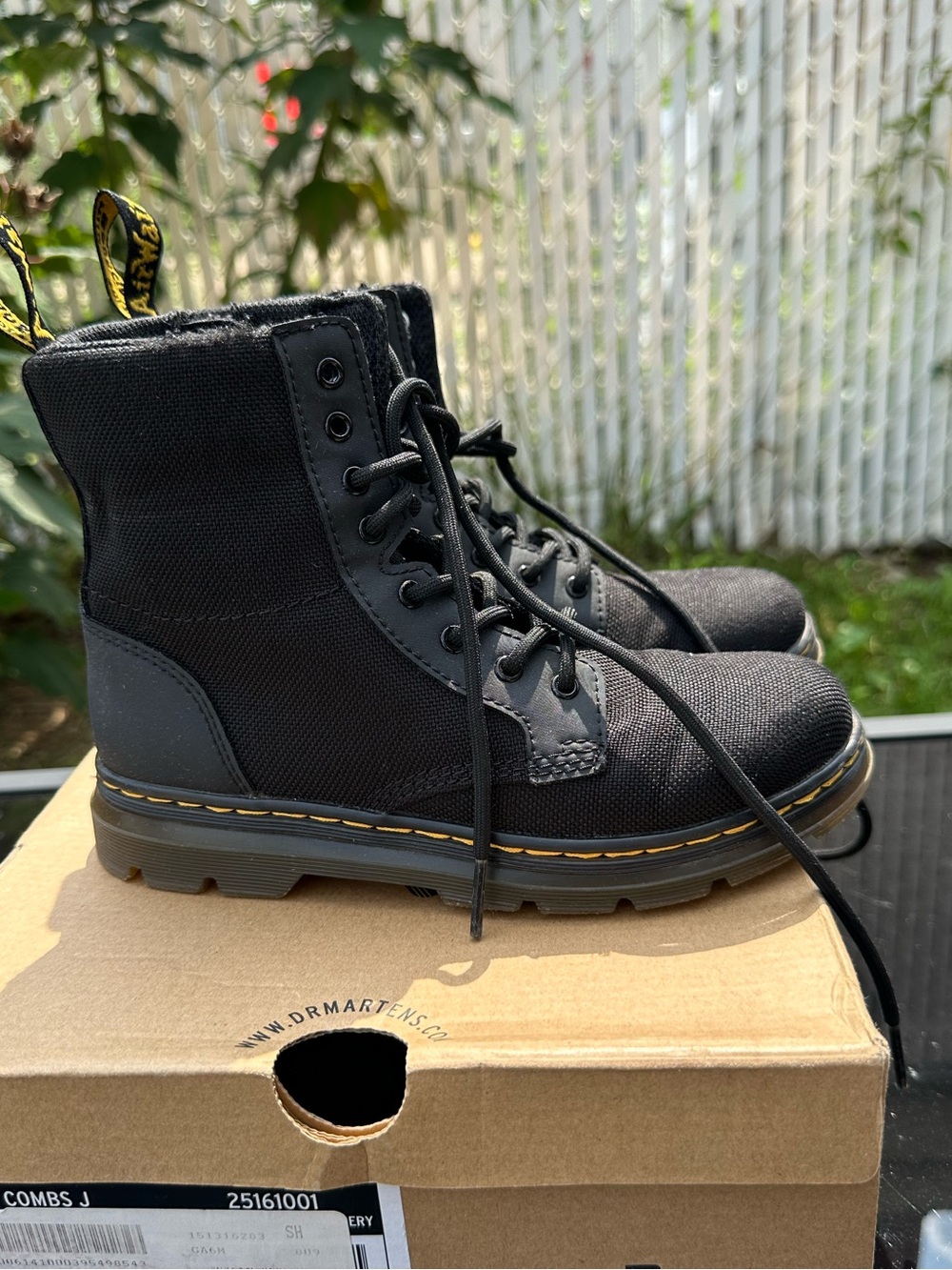 Dr. Martens Kids Combs J black canvas combat boots zip closure size 2